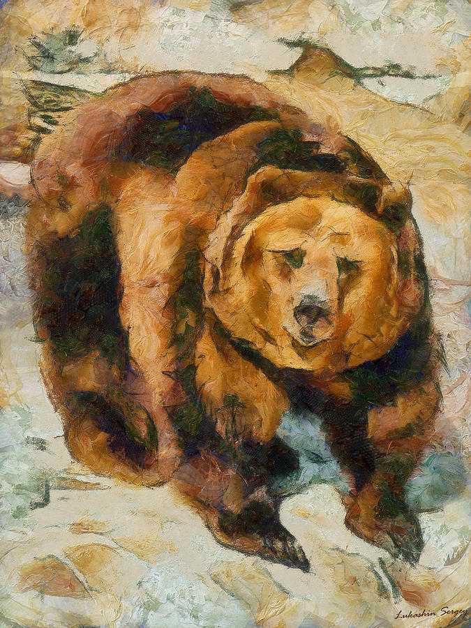 Brown bear Painting by Sergey Lukashin