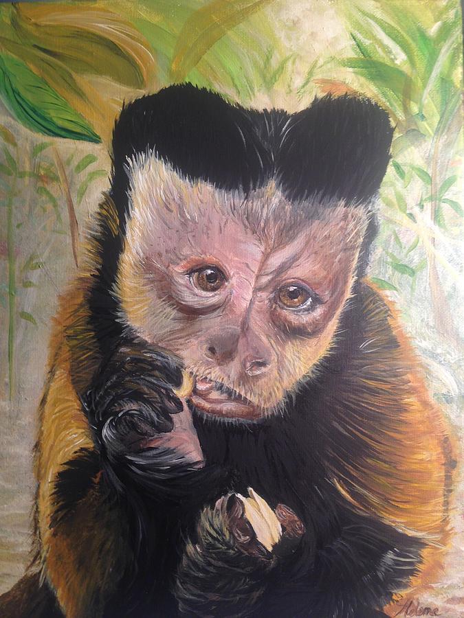 Nature Painting - Brown Capuchin Monkey Murphy Brown Half of all proceeds go to Jungle Friends Primate Sanctuary by Helene Thomason