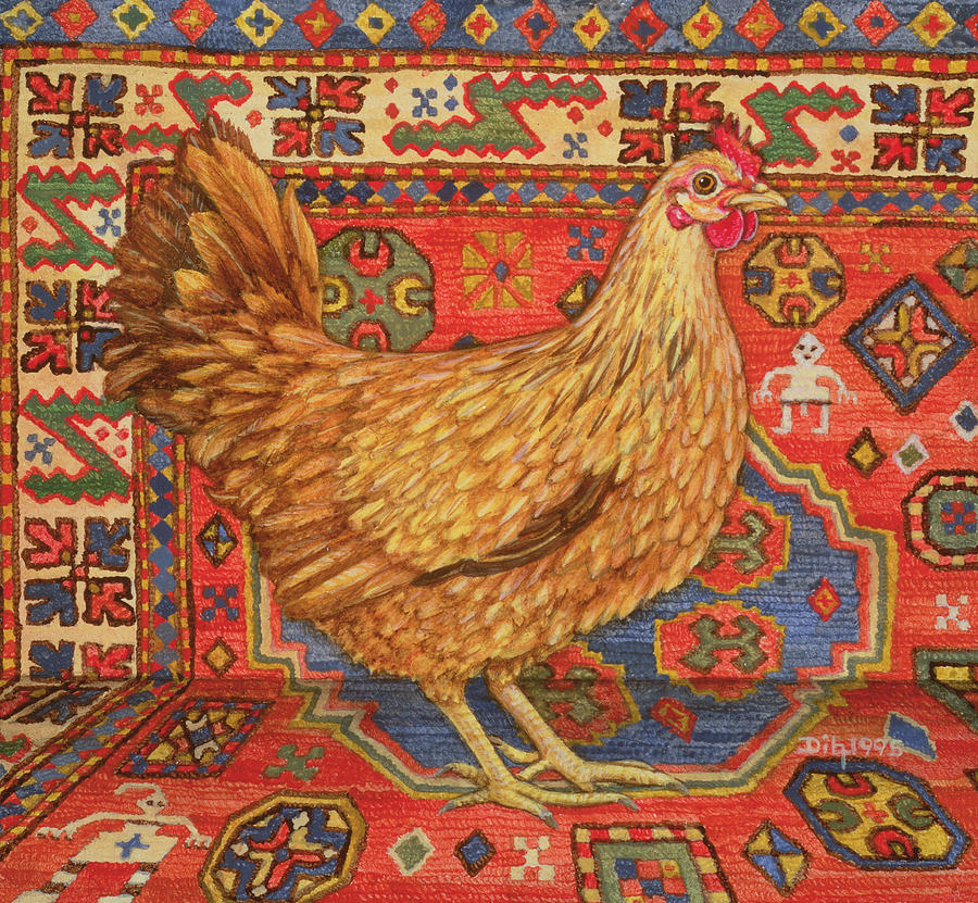 Brown Carpet Chicken Painting by Ditz