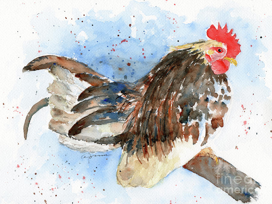 Brown Chicken Painting by Claudia Hafner