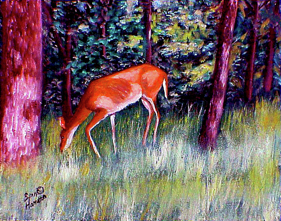 Brown County Deer Painting by Stan Hamilton