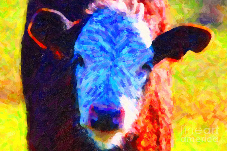 Brown Cow . Painterly Photograph by Wingsdomain Art and Photography