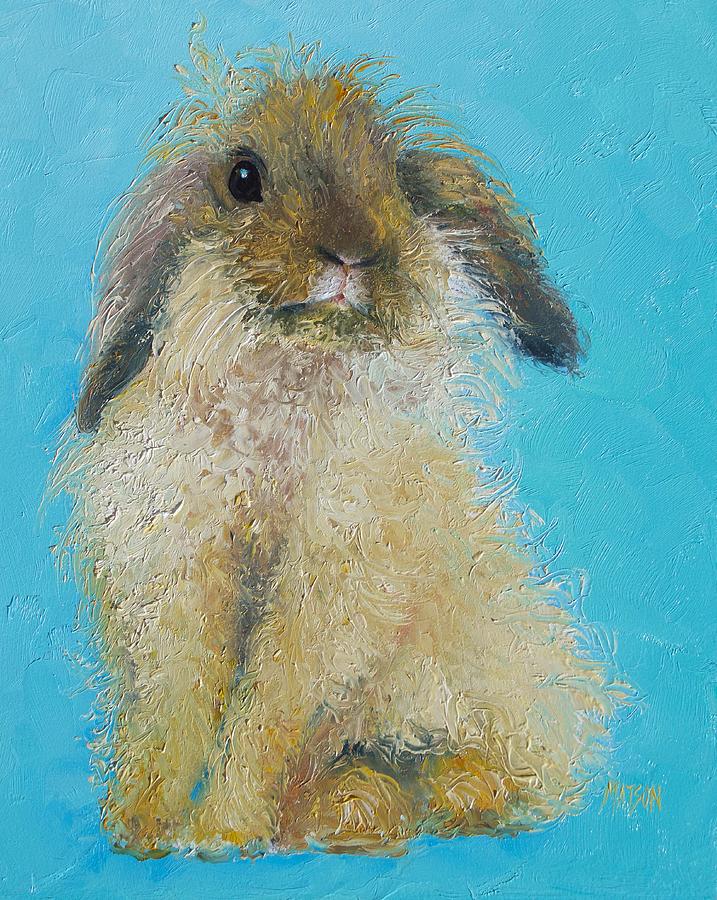 Easter Painting - Brown Easter Bunny by Jan Matson