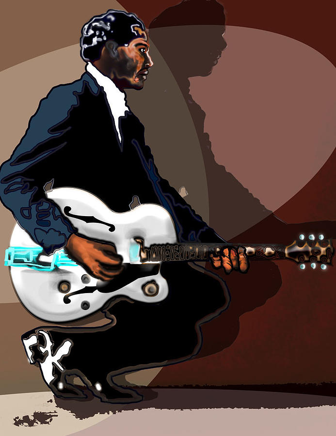 Brown Eyed Handsome Man-Chuck Berry Painting by David Fossaceca