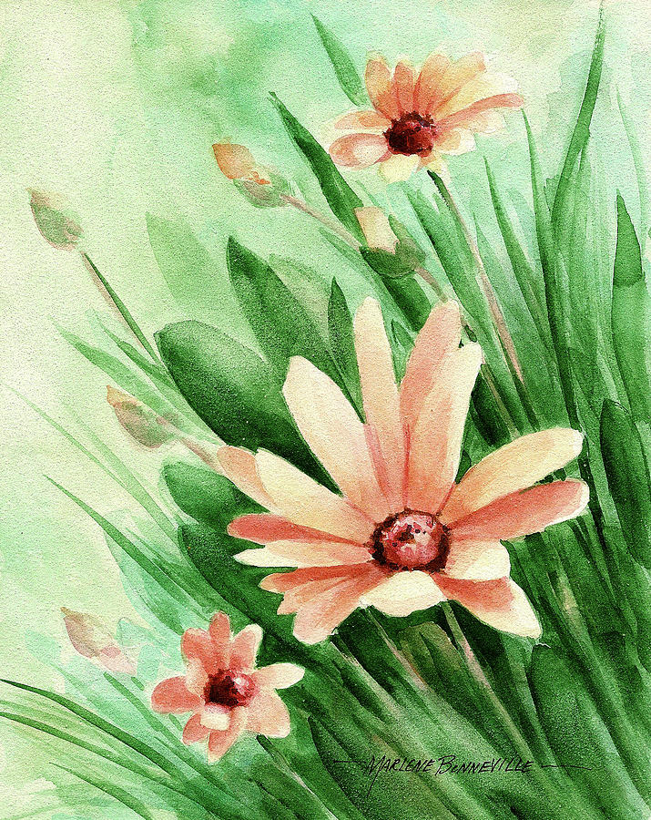Flower Painting - Brown Eyed Susans by Marlene Bonneville
