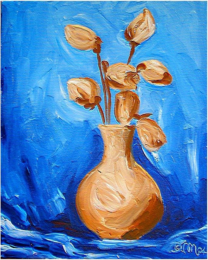 Brown Flowers Painting by Dragica  Micki Fortuna