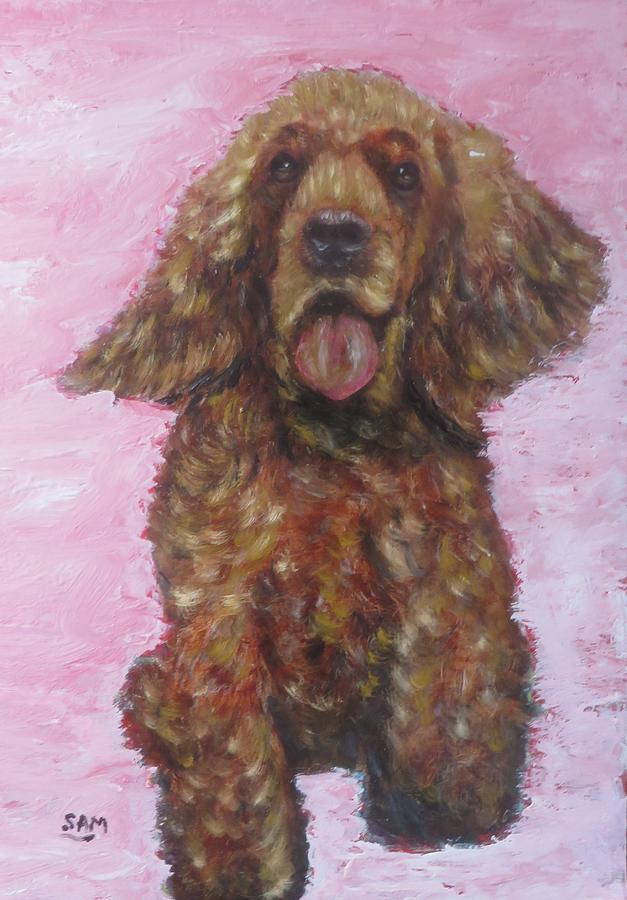 Brown Fluffy Dog  Painting by Sam Shaker