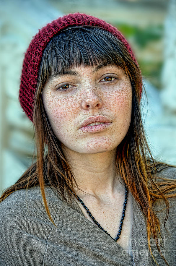Beauty Photograph - Brown Haired and Freckle Faced Natural Beauty II by Jim Fitzpatrick