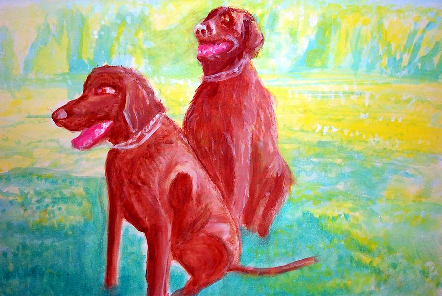 Brown Labs Painting by Stanley Morganstein