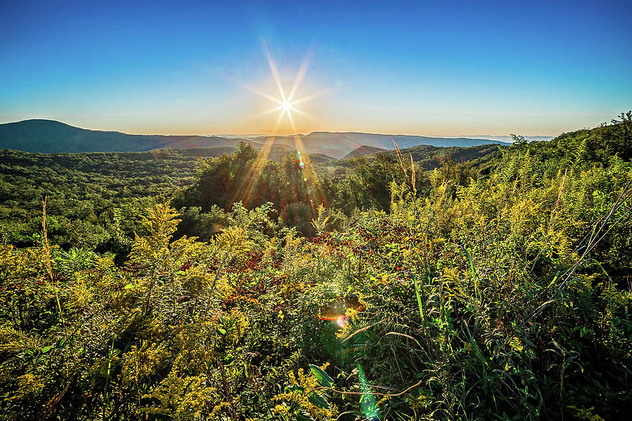 Brown Mountain Sunrise  Overlook Of Route 181 North Carolina Photograph by Alex Grichenko