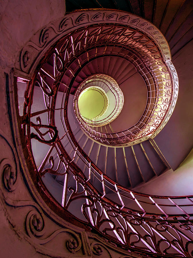 Brown spiral art deco staircase Photograph by Jaroslaw Blaminsky
