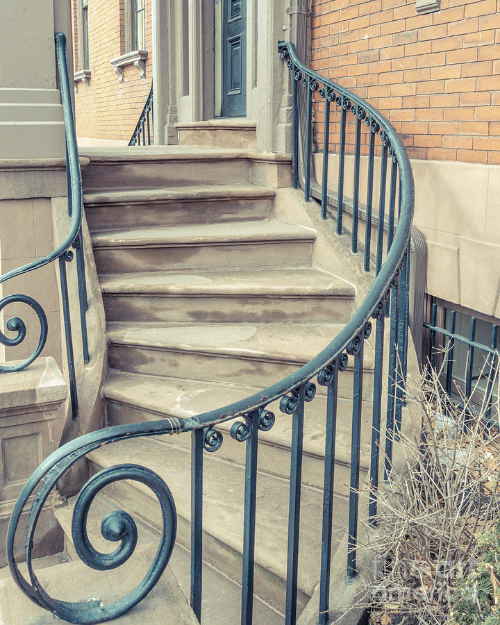 Up Movie Photograph - Walkup Brownstone Stairs Providence Rhode Island by Edward Fielding
