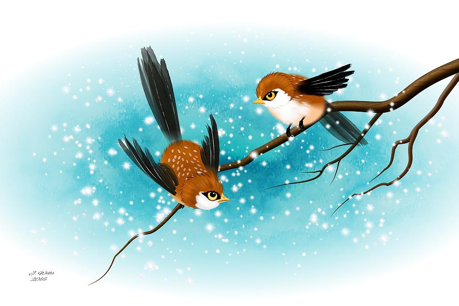 Brown swallows in Winter Digital Art by John Wills