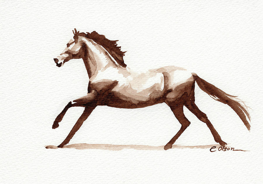 Brown Thoroughbred Study Painting by Emily Olson