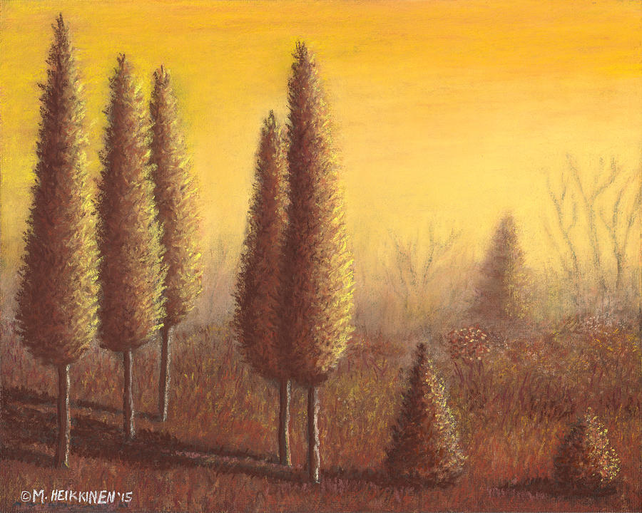 Brown Trees 01 Pastel by Michael Heikkinen