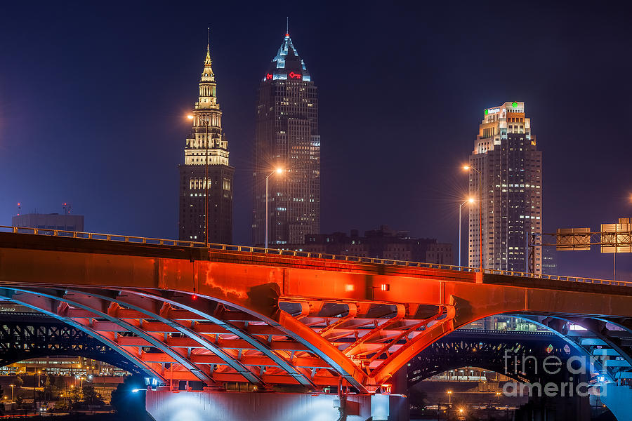 Cleveland Photograph - Browns colored Bridge by Frank  Cramer