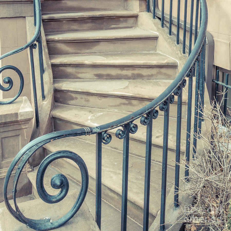 Brownstone Staircase Square Photograph by Edward Fielding