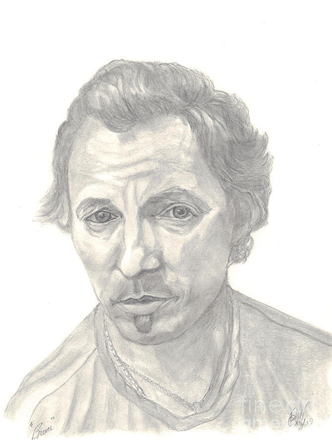 Bruce Springsteen Portrait Drawing by Carol Wisniewski