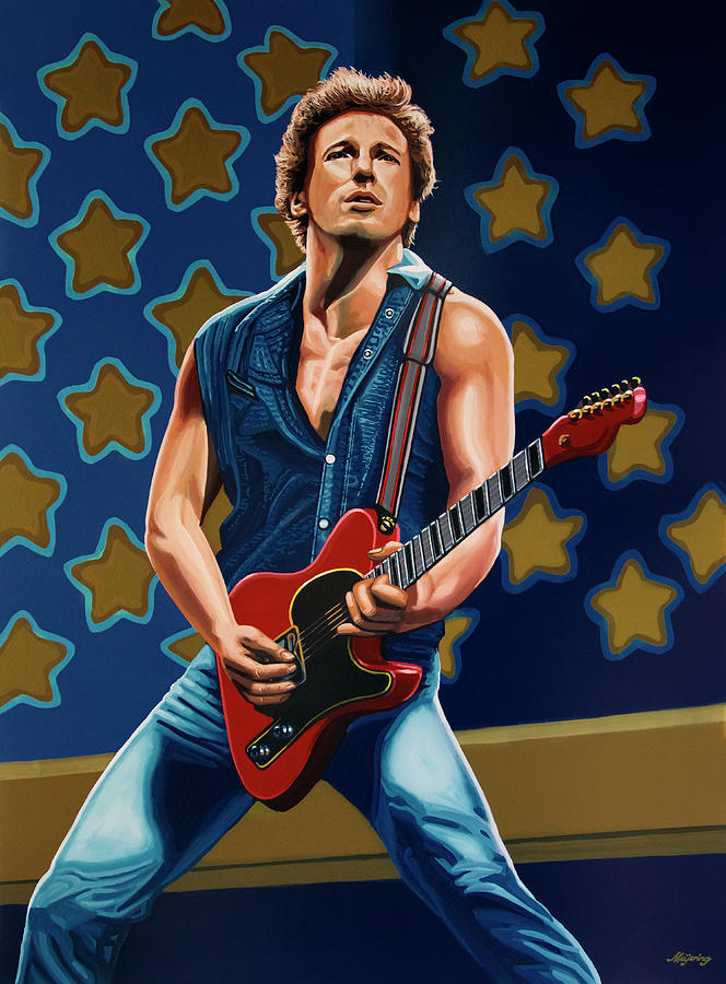 The Wrestler Movie Painting - Bruce Springsteen The Boss Painting by Paul Meijering