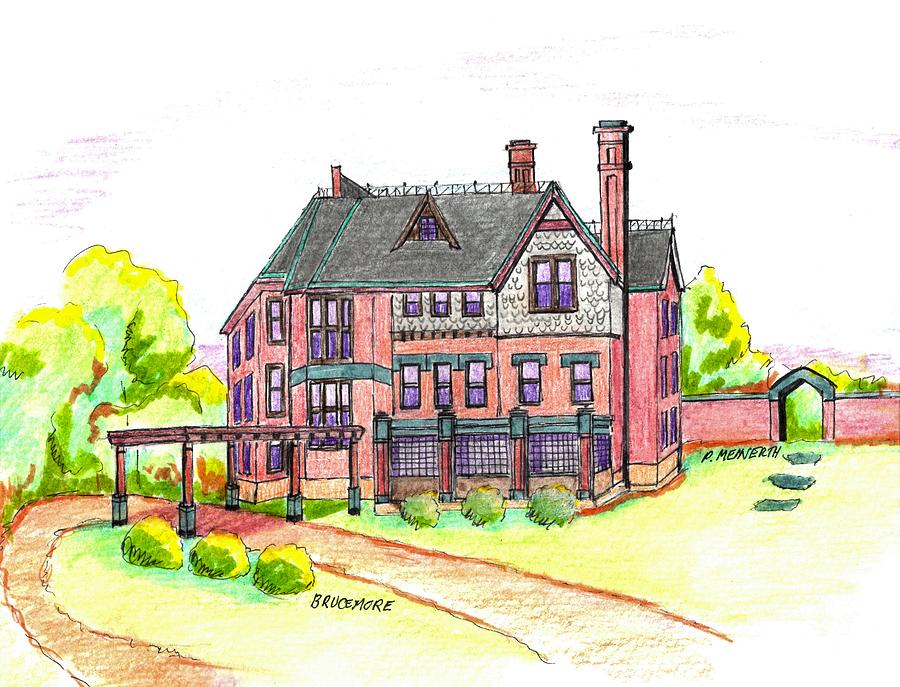 Brucemore Mansion Drawing by Paul Meinerth