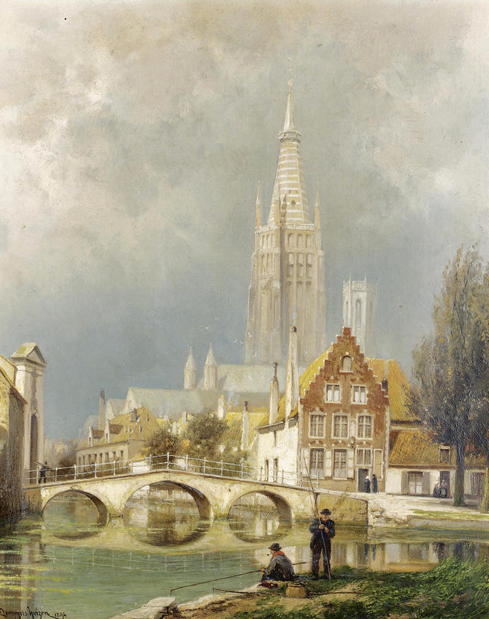 Bruges. A Rising Storm Painting by Cornelis Christaan Dommelshuizen