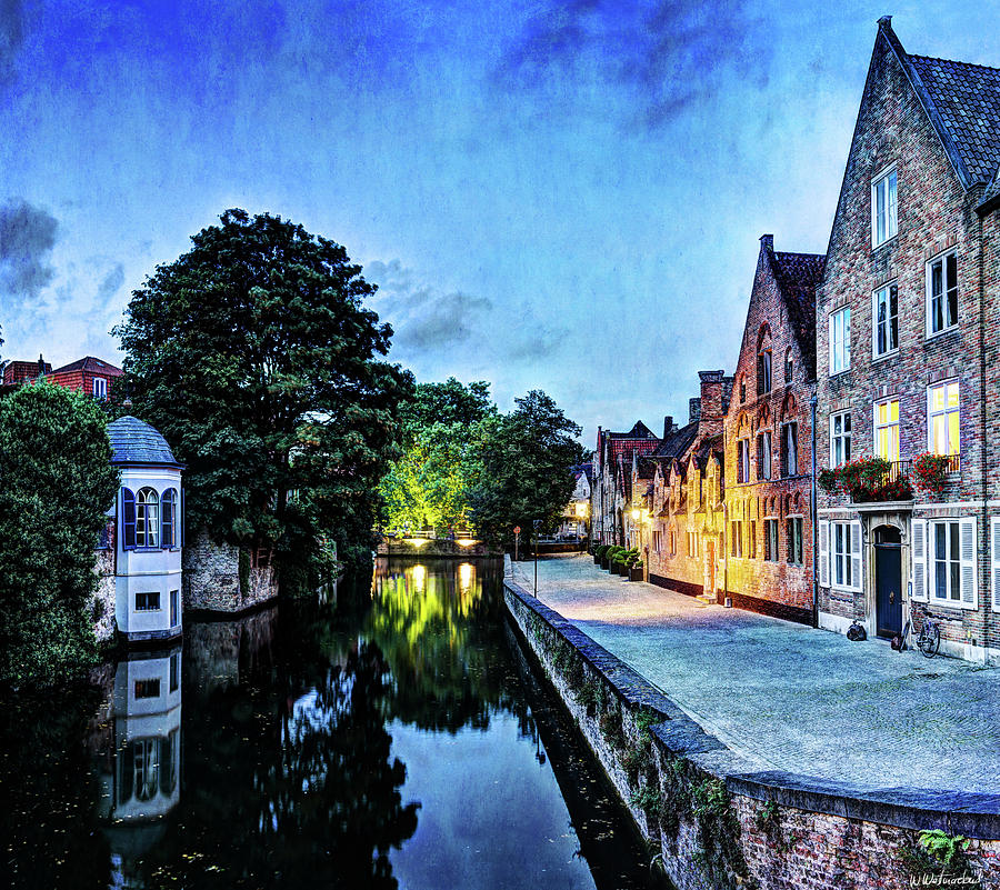Bruges canal at Dusk - Vintage Version Photograph by Weston Westmoreland