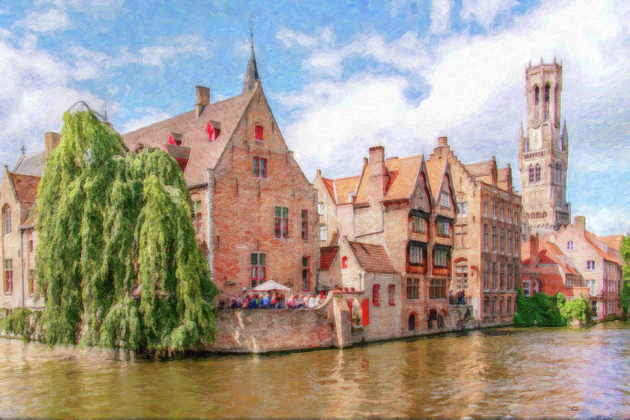 Architecture Painting - Bruges Canal Belgium DWP-2611575 by Dean Wittle
