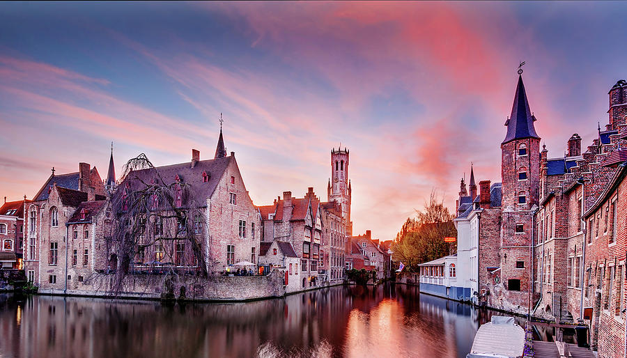 Architecture Photograph - Bruges Sunset by Barry O Carroll