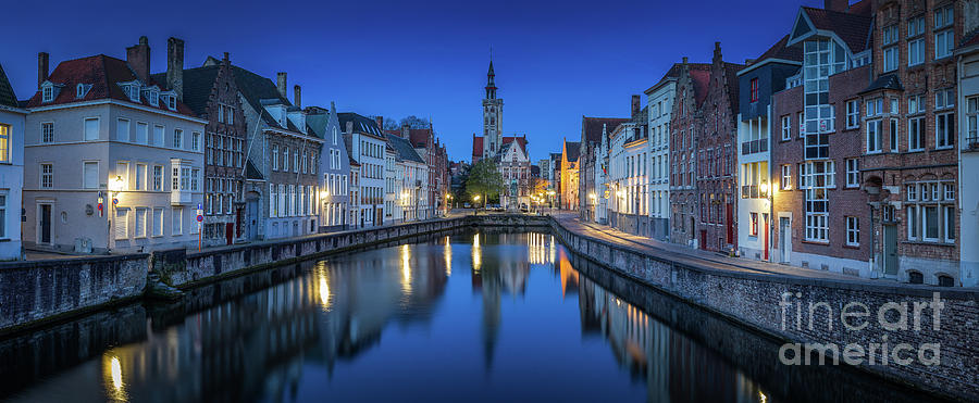 Brugge Night Panorama Photograph by JR Photography