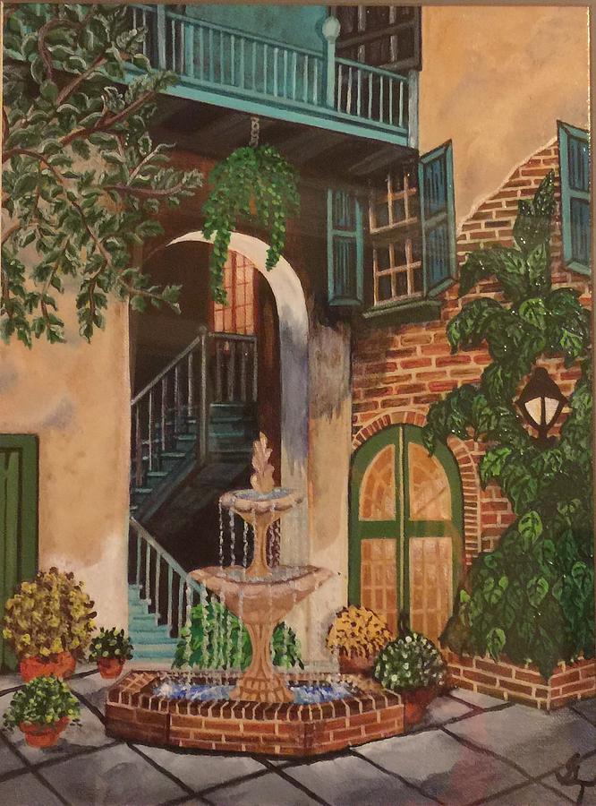 Brulatour Courtyard Painting by Gilda Thomas