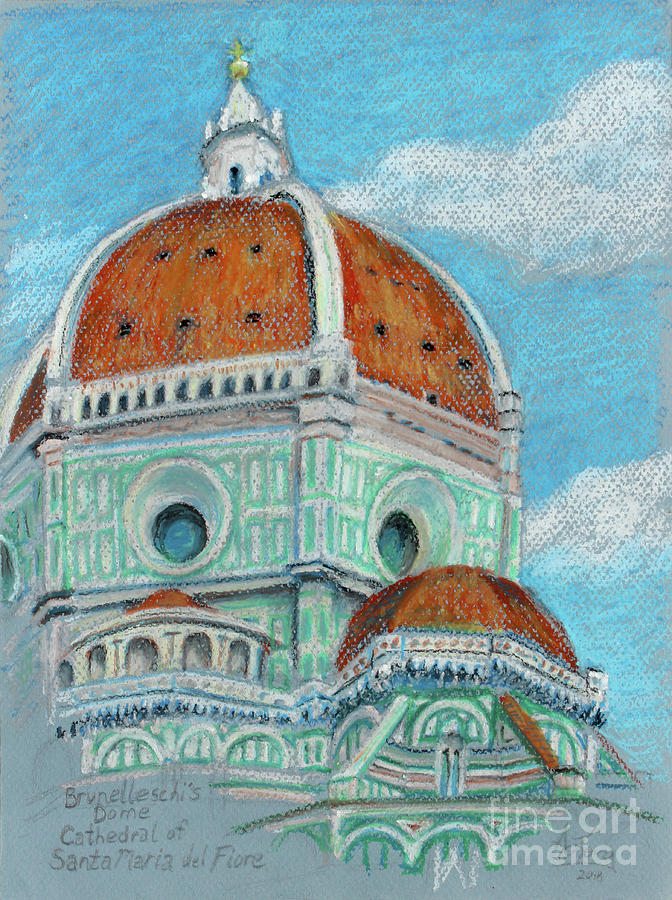 Brunelleschi Dome in Oil Pastel by Adam Long Pastel by Adam Long