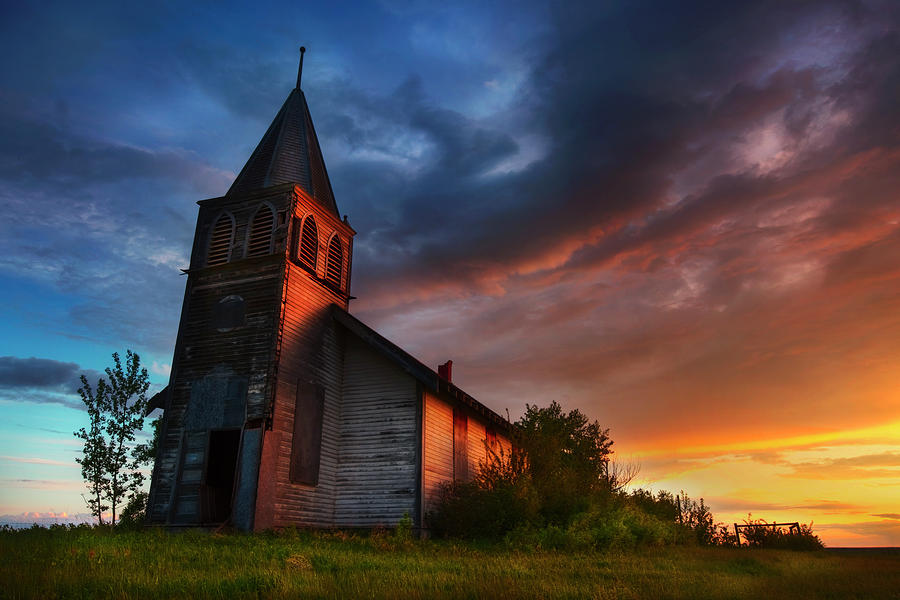 Sunset Photograph - Brush Hills Church at Sunset by Dan Jurak