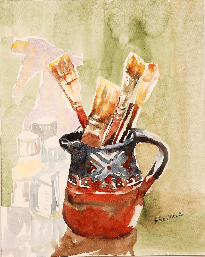 Brush Jar Painting by Beena Samuel