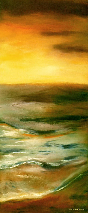 Brushed 4 - Vertical Sunset Painting by Gina De Gorna