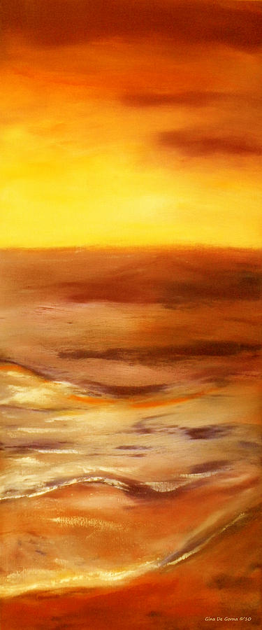 Brushed 5 - Vertical Sunset Painting by Gina De Gorna