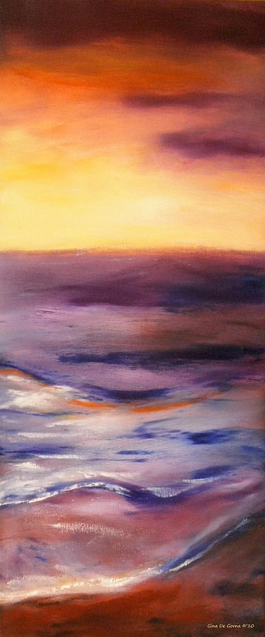 Brushed 6 - Vertical Sunset Painting by Gina De Gorna