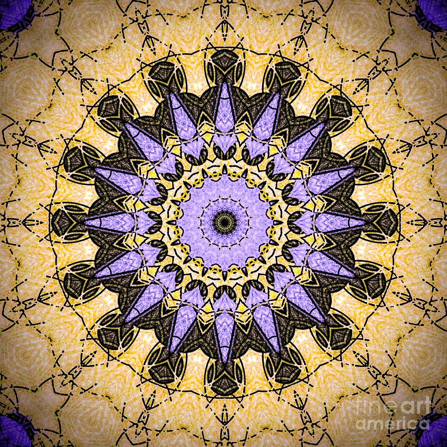 Mug Digital Art - Brushed Gold Purple Mandala  by Sheila Wenzel