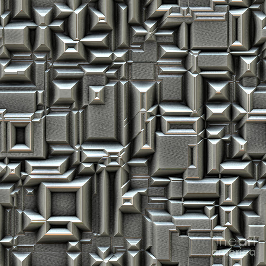 Brushed Metal 3D Pattern Digital Art by Phil Perkins
