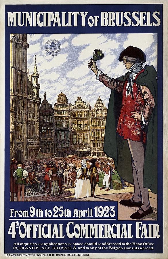 Brussels Commercial Fair Poster - Retro Poster - Vintage Travel Advertising Poster Mixed Media