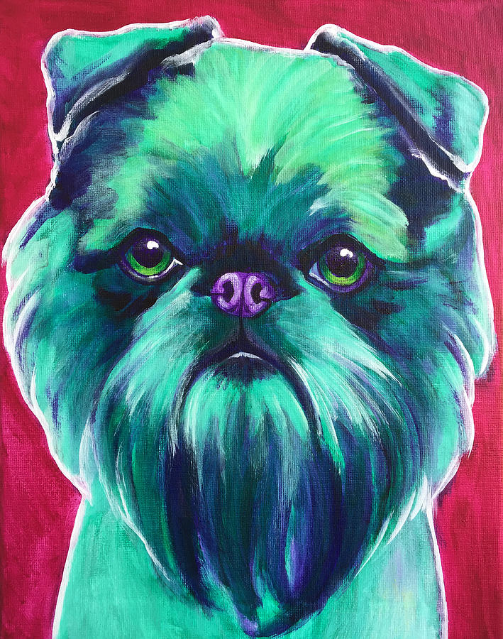 Dog Painting - Brussels Griffon - Bottle Green by Dawg Painter