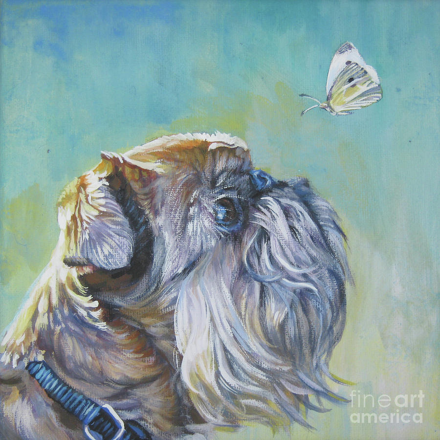 Brussels Griffon with Butterfly Painting by Lee Ann Shepard