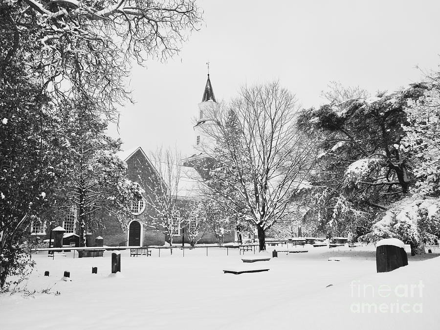 Winter Photograph - Bruton Church and Snow-covered Grounds by Rachel Morrison