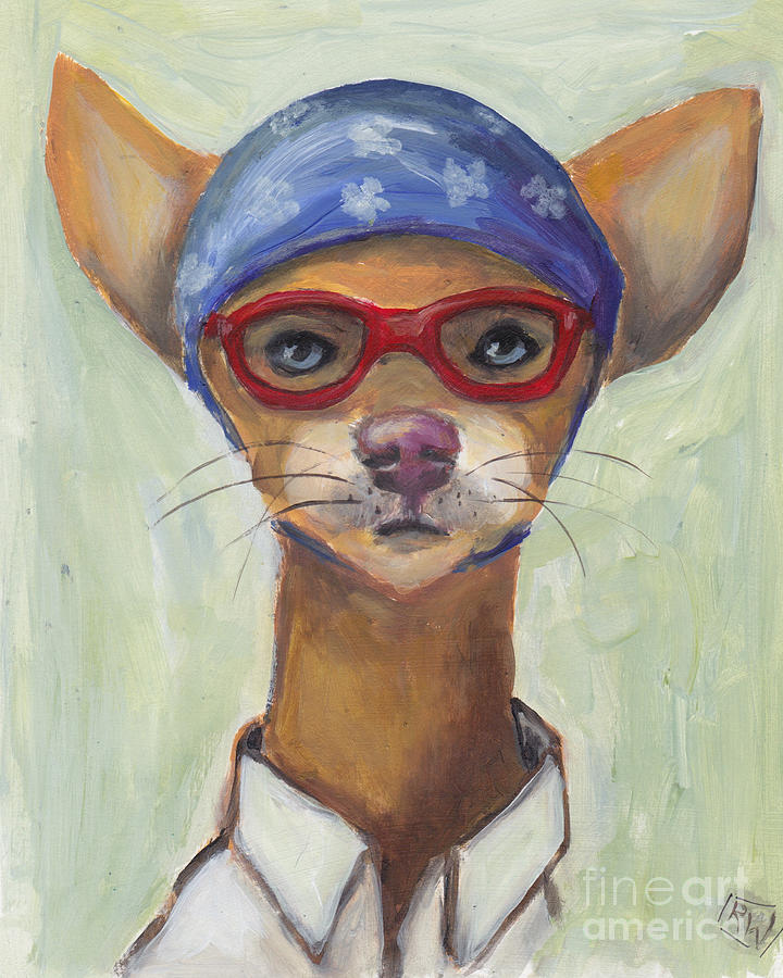 Brutus and his Shower cap Painting by Robin Wiesneth