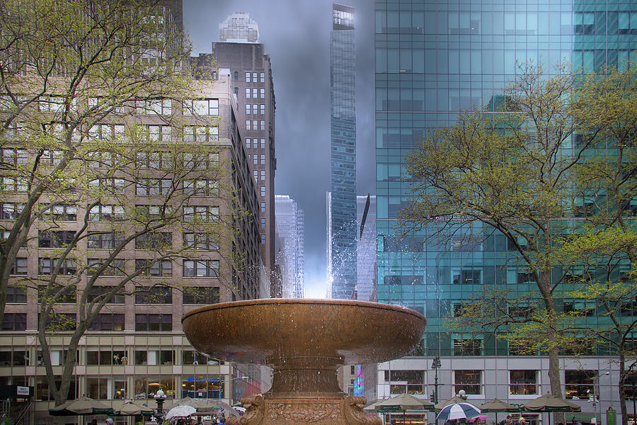 Bryant Park Fountain Photograph by Mark Andrew Thomas
