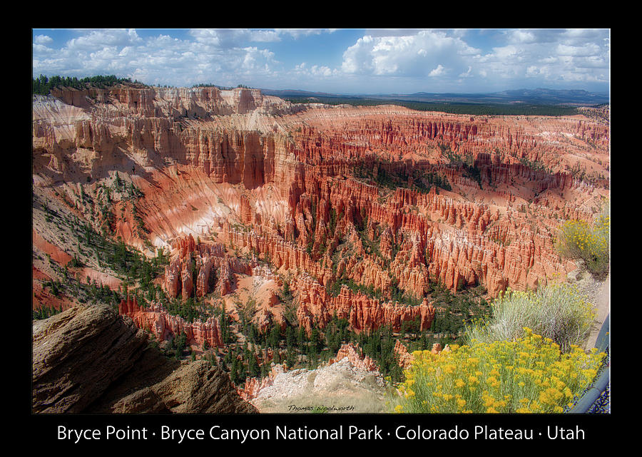Bryce Point Bryce Canyon Utah 04 Text Black Photograph by Thomas Woolworth