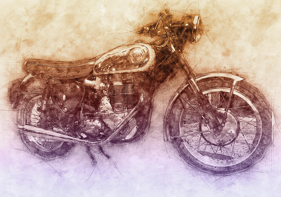 BSA Gold Star 2 - 1938 - Motorcycle Poster - Automotive Art Mixed Media by Studio Grafiikka