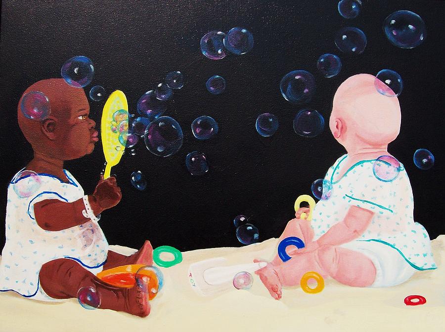 Bubble Babies Painting by Susan Roberts