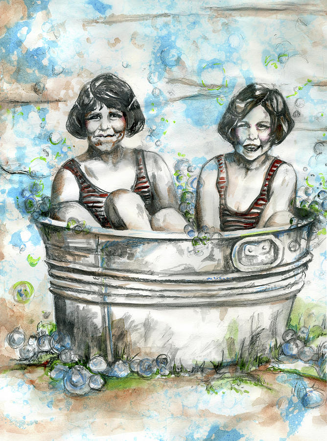 Vintage Painting - Bubble Bath by Margaret Donat