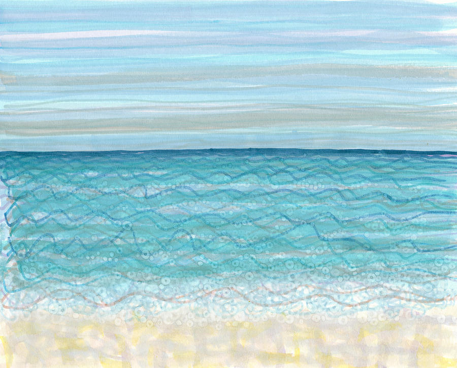 Bubble Beach Painting by Regina Valluzzi