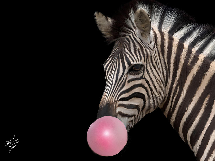 Bubble Blowing Zebra Digital Art
